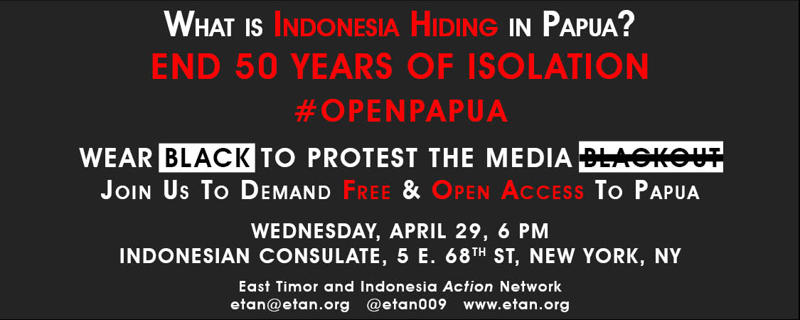 Demonstrate for access to Papua, April 29, 2015, NYC #openpapua